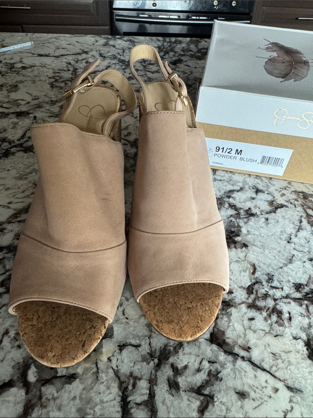 Jessica Simpson Powder Blush Open-Toe Slingback Mules